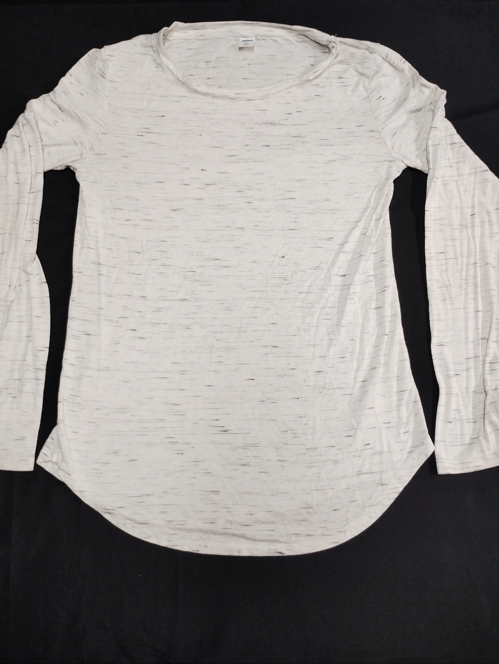 Old Navy Long Sleeve Scoop Neck Tee - White with Heathered Detail